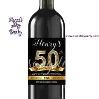 50th 60th 40th 30th Birthday wine labels,Gold Diamonds personalized wine labels,(2ab)